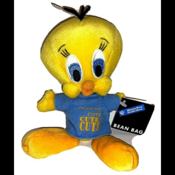 Tweety Bird Bean Bag Plush Toy Warner Bros Studio Store 1998 "...too CUTE" NWT - Picture 1 of 8